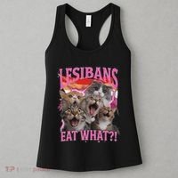 Lesbians Eat What Funny Offensive Cat Unhinged 90s Meme Women's Tank Top thumb 3