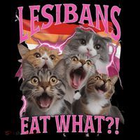 Lesbians Eat What Funny Offensive Cat Unhinged 90s Meme Tank Top thumb 6