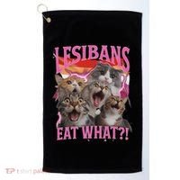 Lesbians Eat What Funny Offensive Cat Unhinged 90s Meme Golf Towel thumb 0