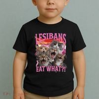 Lesbians Eat What Funny Offensive Cat Unhinged 90s Meme Toddler T-Shirt thumb 2