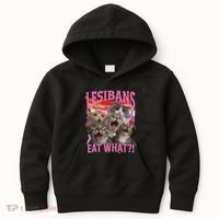 Lesbians Eat What Funny Offensive Cat Unhinged 90s Meme Kids Hoodie thumb 0