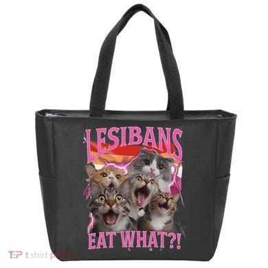 Lesbians Eat What Funny Offensive Cat Unhinged 90s Meme Tote Bag