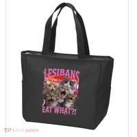 Lesbians Eat What Funny Offensive Cat Unhinged 90s Meme Tote Bag thumb 3