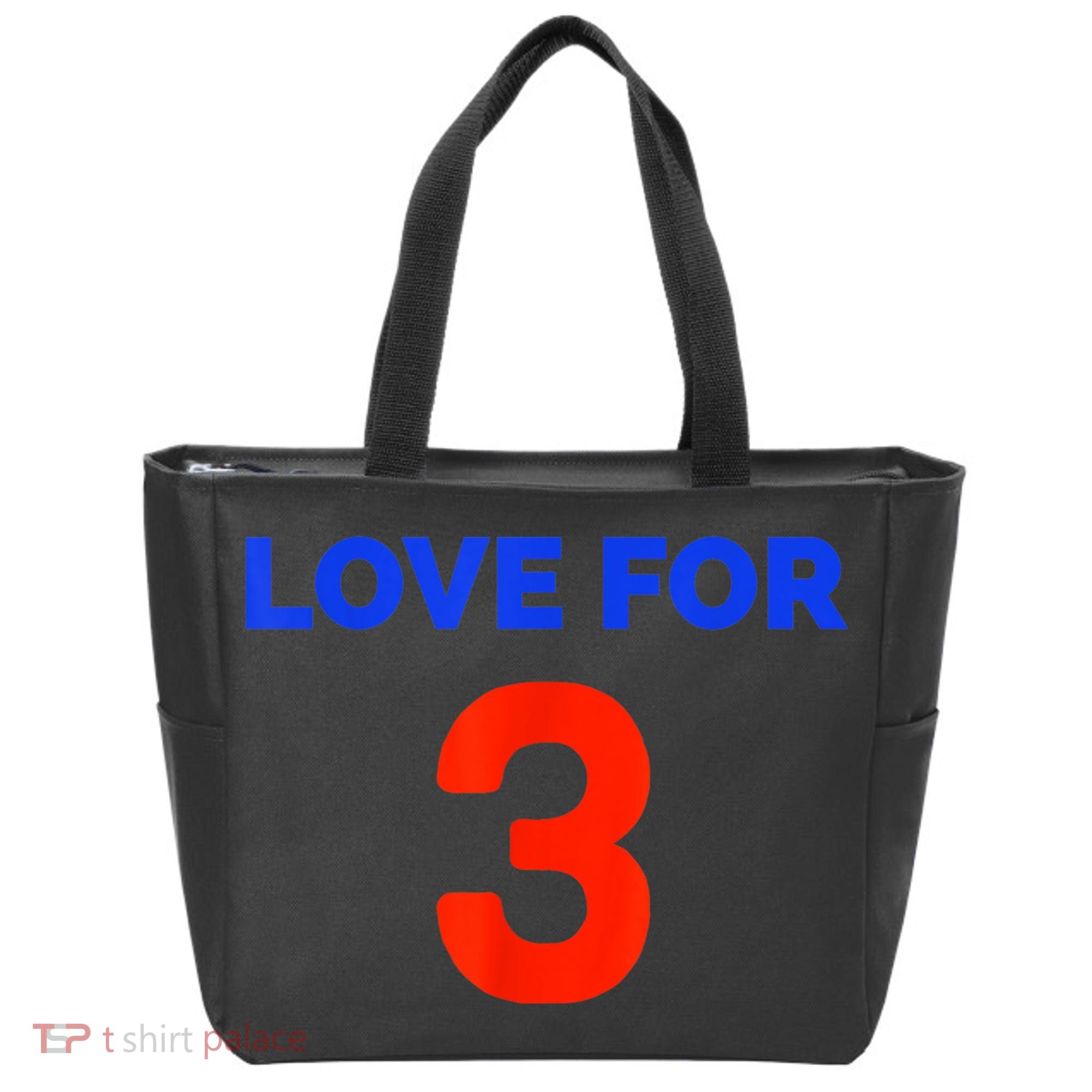 Love For 3 Football Tote Bag