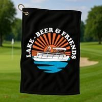 Lake Friends Boating Ing Summer Pontoon Boat Dad Mom Gift Golf Towel thumb 1