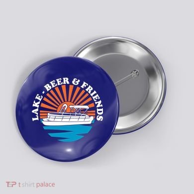 Lake Friends Boating Ing Summer Pontoon Boat Dad Mom Gift Button