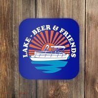 Lake Friends Boating Ing Summer Pontoon Boat Dad Mom Gift Coaster thumb 0