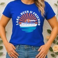 Lake Friends Boating Ing Summer Pontoon Boat Dad Mom Gift Women's T-Shirt thumb 2