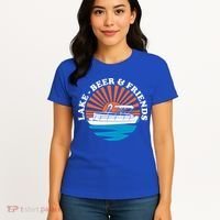 Lake Friends Boating Ing Summer Pontoon Boat Dad Mom Gift Women's T-Shirt thumb 4