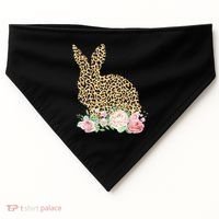 Leopard Floral Bunny USA-Made Doggie Bandana thumb 0