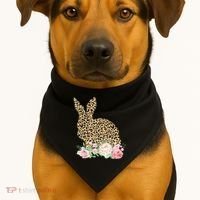 Leopard Floral Bunny USA-Made Doggie Bandana thumb 1