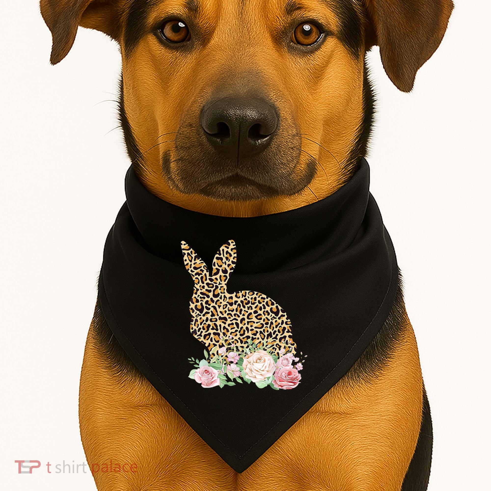 Leopard Floral Bunny USA-Made Doggie Bandana