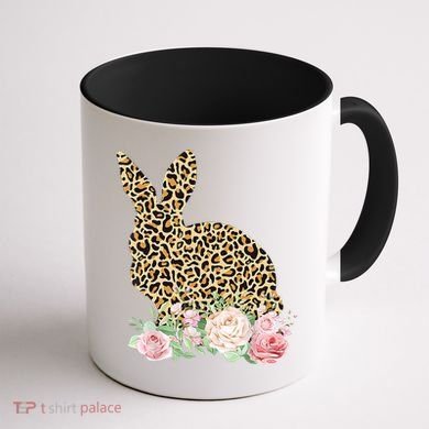 Leopard Floral Bunny Coffee Mug back