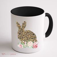 Leopard Floral Bunny Coffee Mug thumb 1
