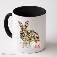 Leopard Floral Bunny Coffee Mug thumb 0