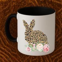 Leopard Floral Bunny Coffee Mug thumb 2