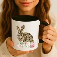 Leopard Floral Bunny Coffee Mug thumb 3