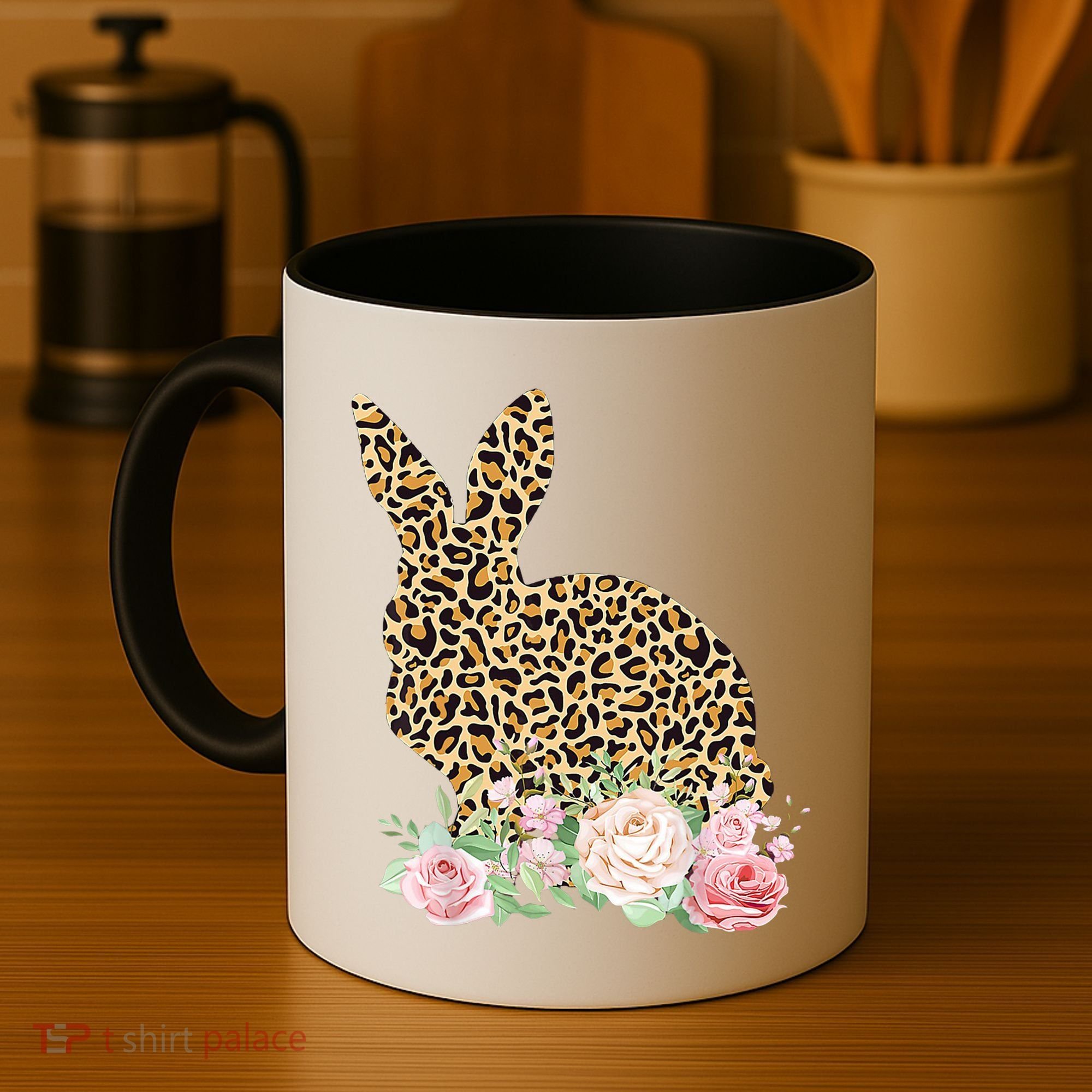 Leopard Floral Bunny Coffee Mug