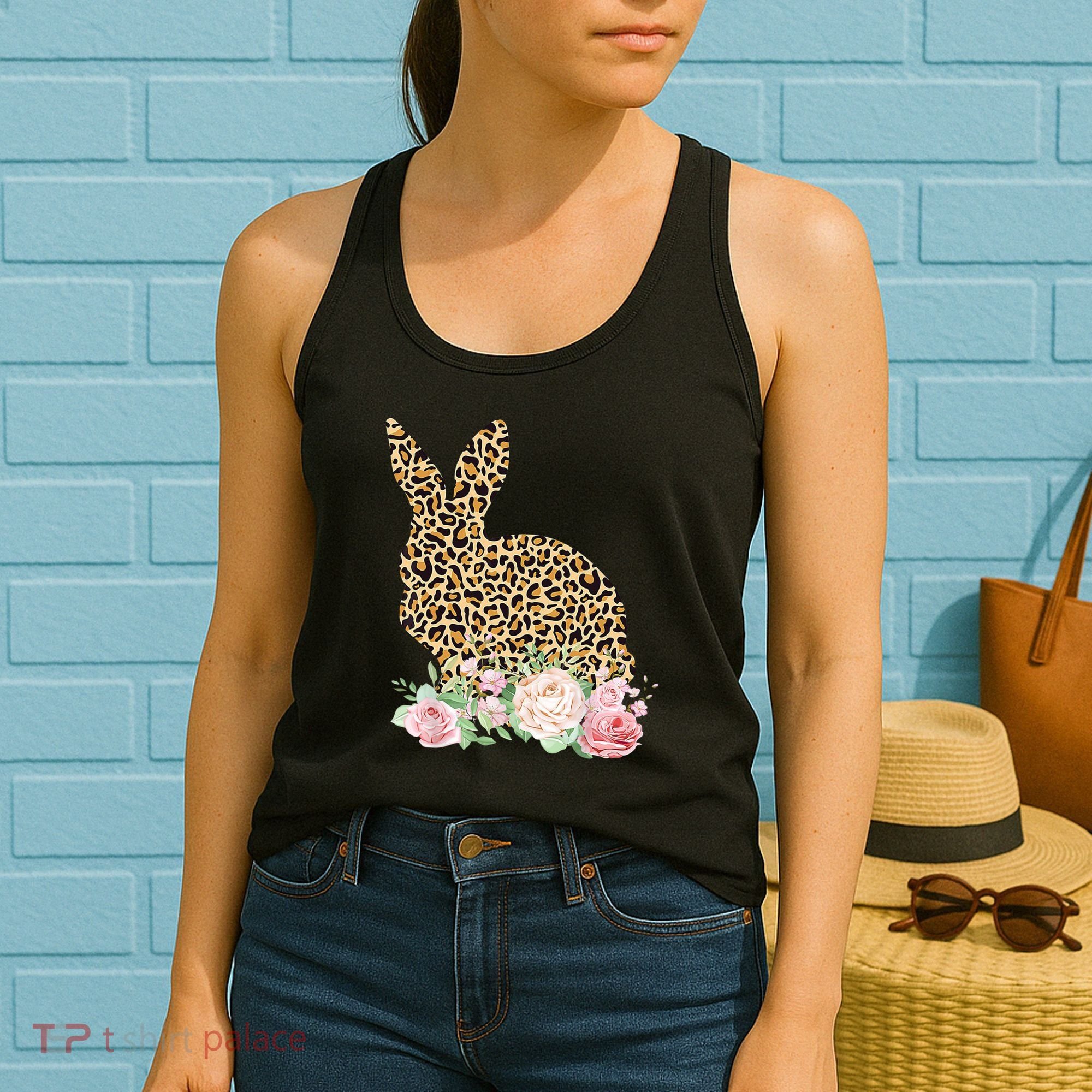 Leopard Floral Bunny Women's Tank Top