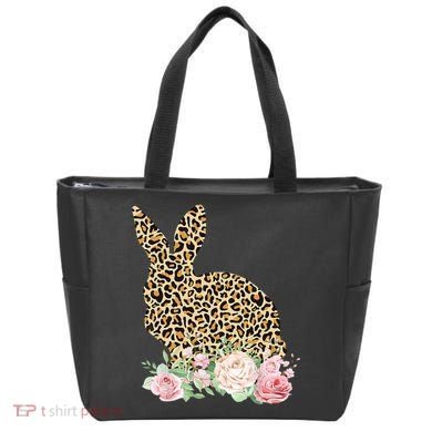 Leopard Floral Bunny Tote Bag