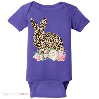 Leopard Floral Bunny Baby Bodysuit
