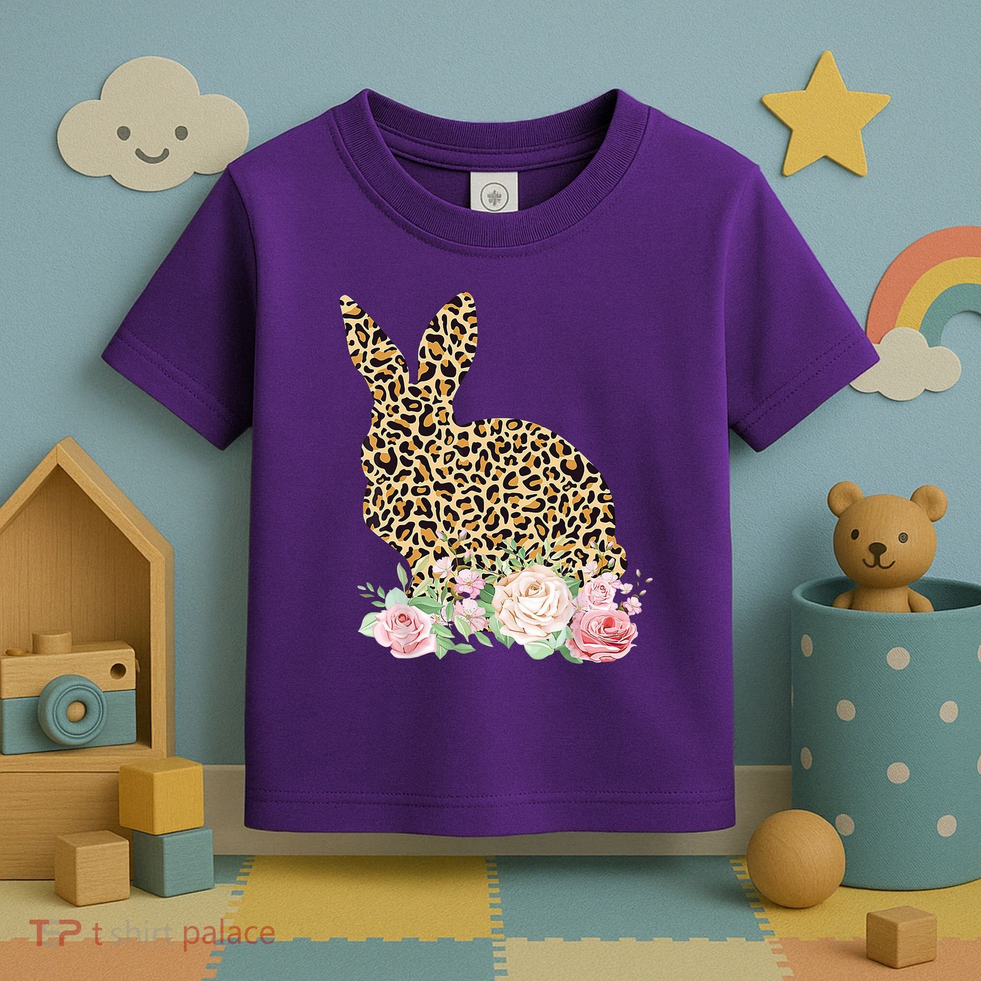 Leopard Floral Bunny Toddler T-Shirt