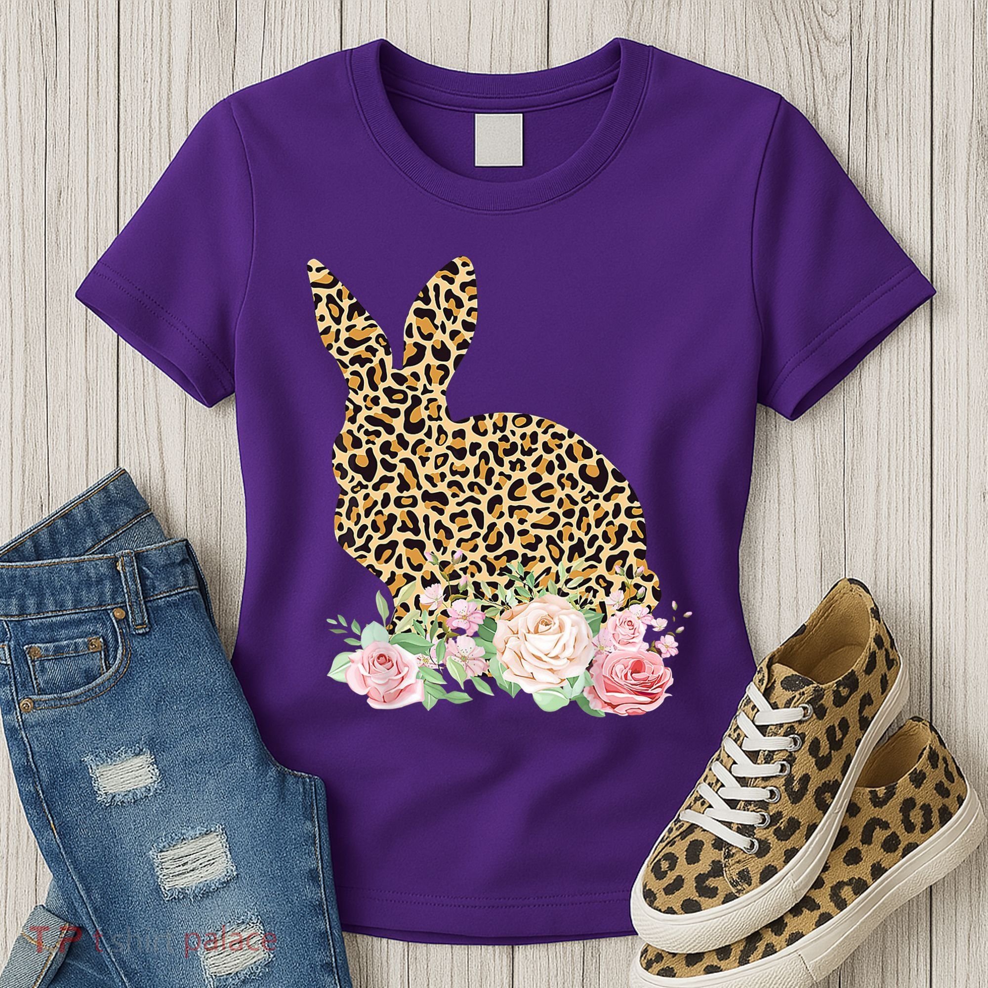 Leopard Floral Bunny Women's T-Shirt