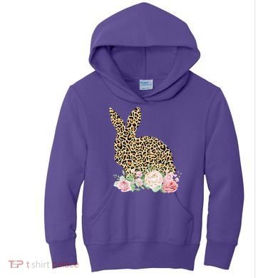 Leopard Floral Bunny Kids Hoodie