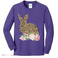 Leopard Floral Bunny Kids Long Sleeve Shirt thumb 0