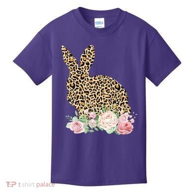 Leopard Floral Bunny Kids T-Shirt