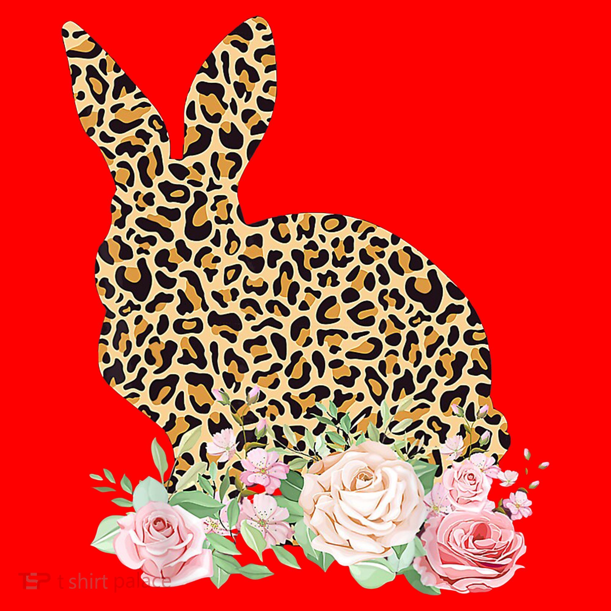 Leopard Floral Bunny Santa Hat