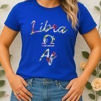 Libra Floral Born In September October Birthday Gift Libra Gift Women's T-Shirt thumb 2