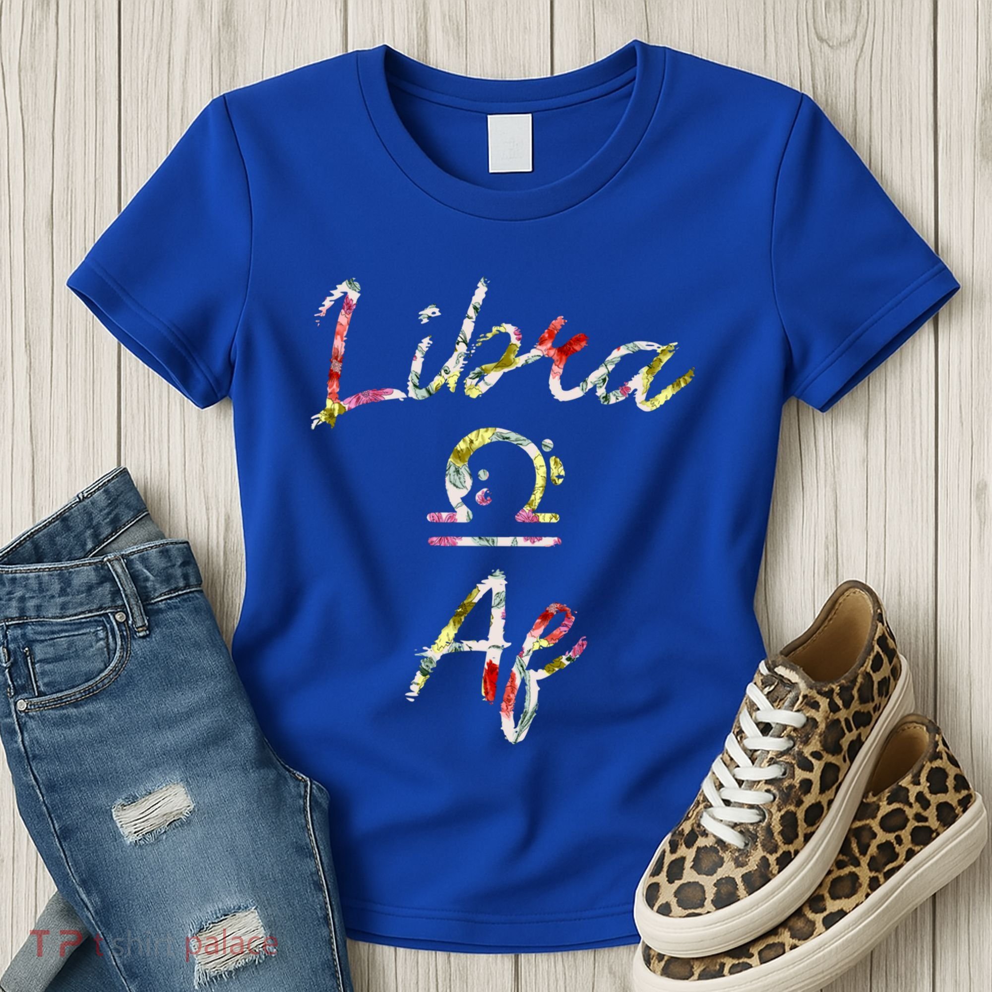 Libra Floral Born In September October Birthday Gift Libra Gift Women's T-Shirt