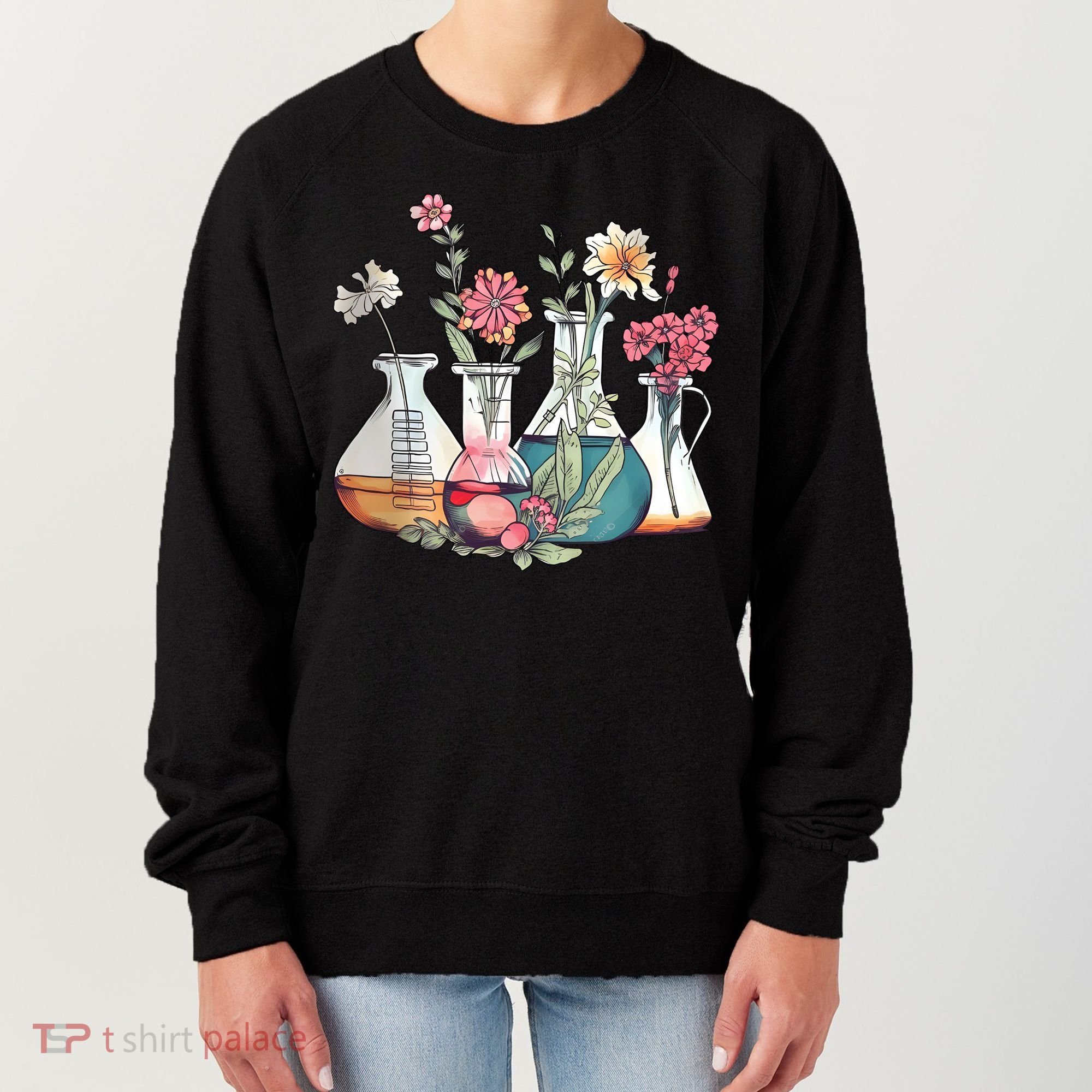 Laboratory Floral Beakers Chemistry Lab Scientist Women's Sweatshirt