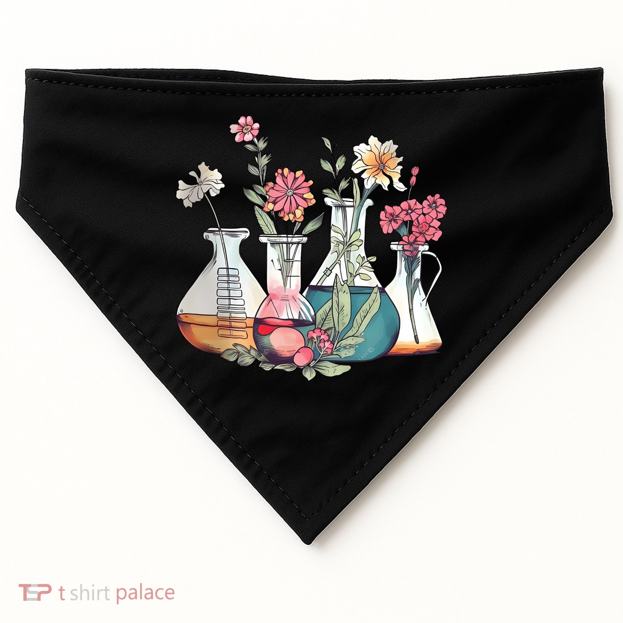 Laboratory Floral Beakers Chemistry Lab Scientist USA-Made Doggie Bandana