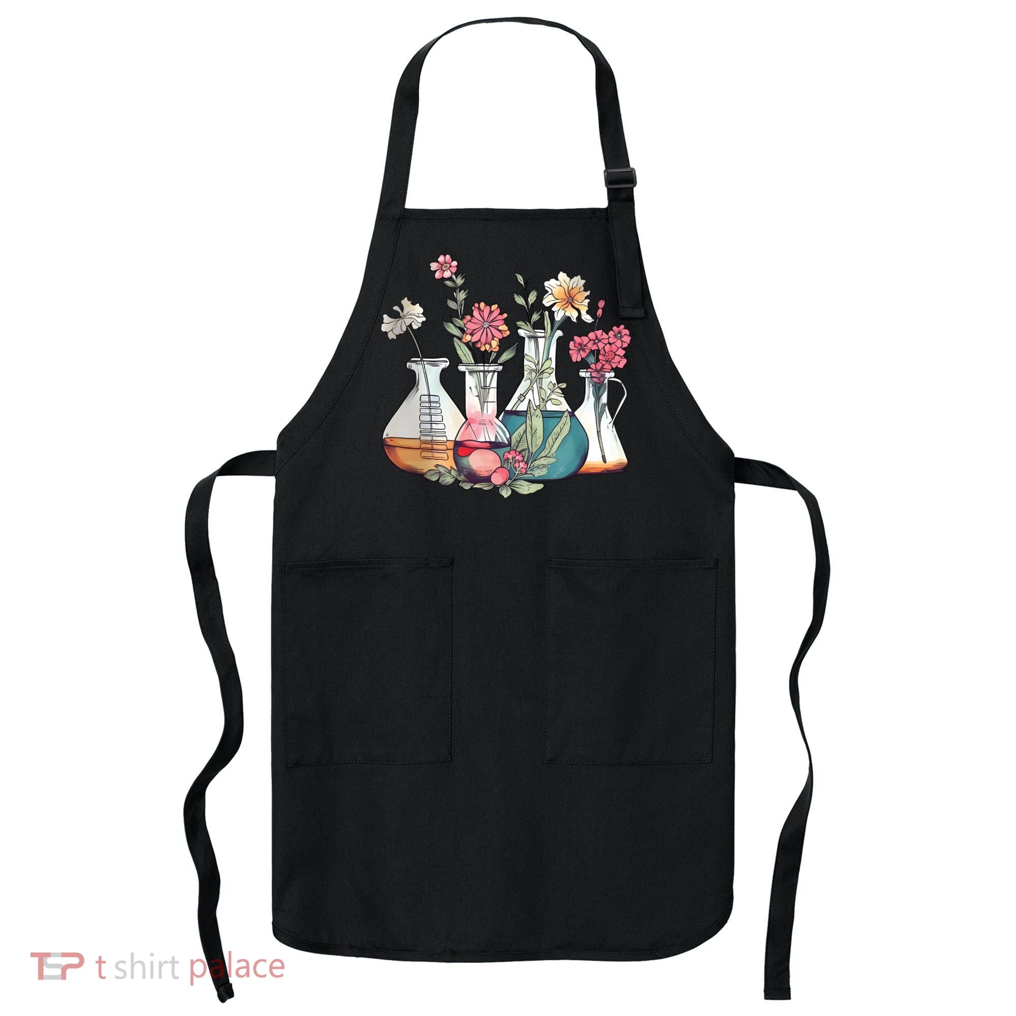 Laboratory Floral Beakers Chemistry Lab Scientist Apron