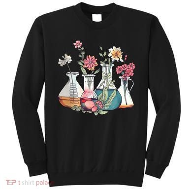 Laboratory Floral Beakers Chemistry Lab Scientist Sweatshirt