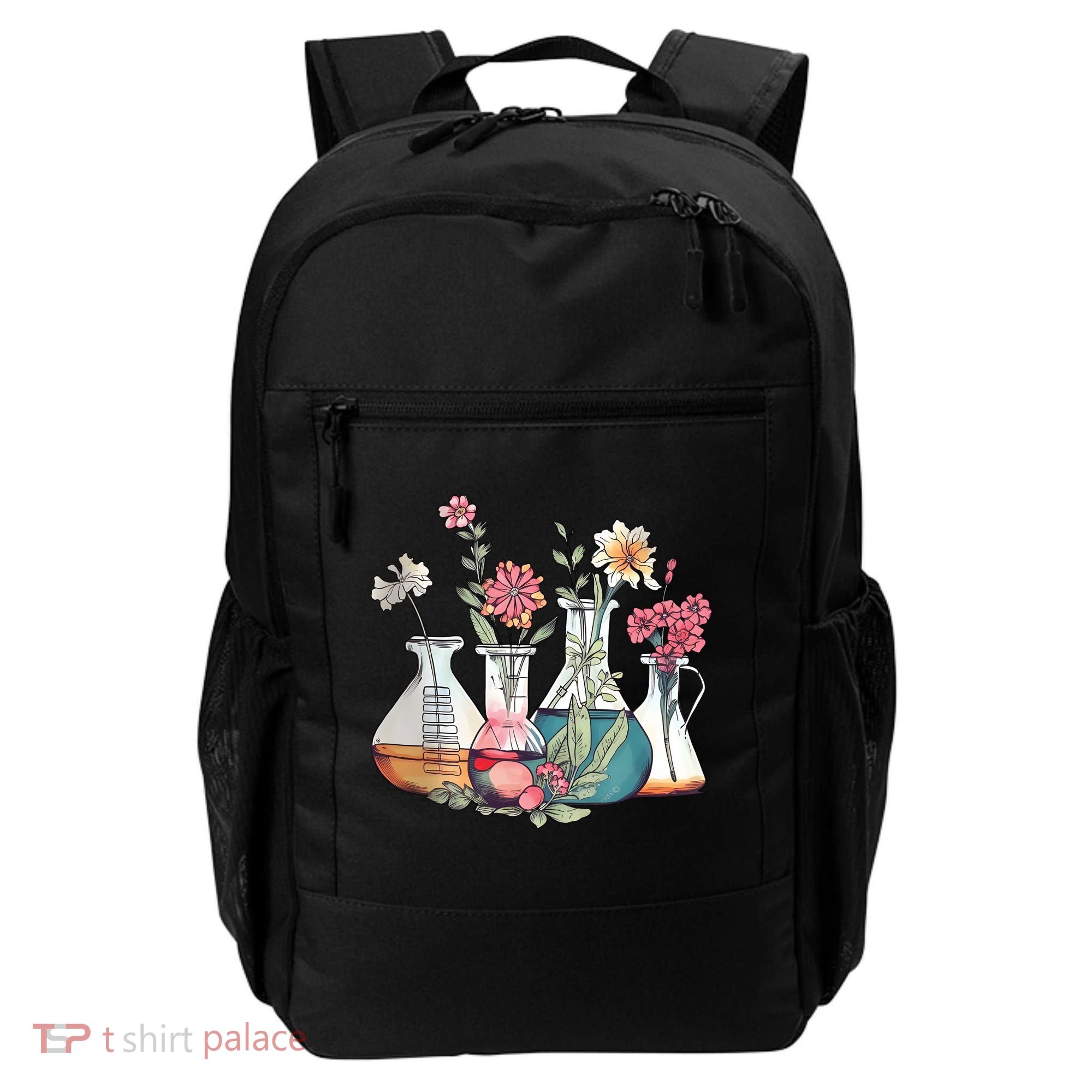 Laboratory Floral Beakers Chemistry Lab Scientist Backpack
