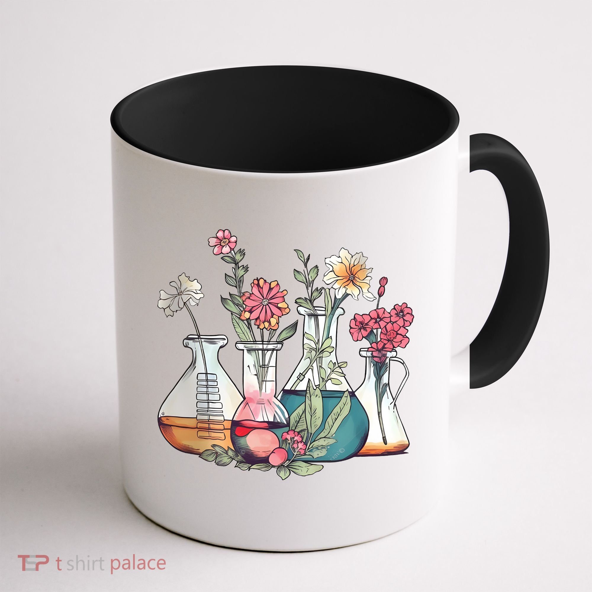 Laboratory Floral Beakers Chemistry Lab Scientist Coffee Mug