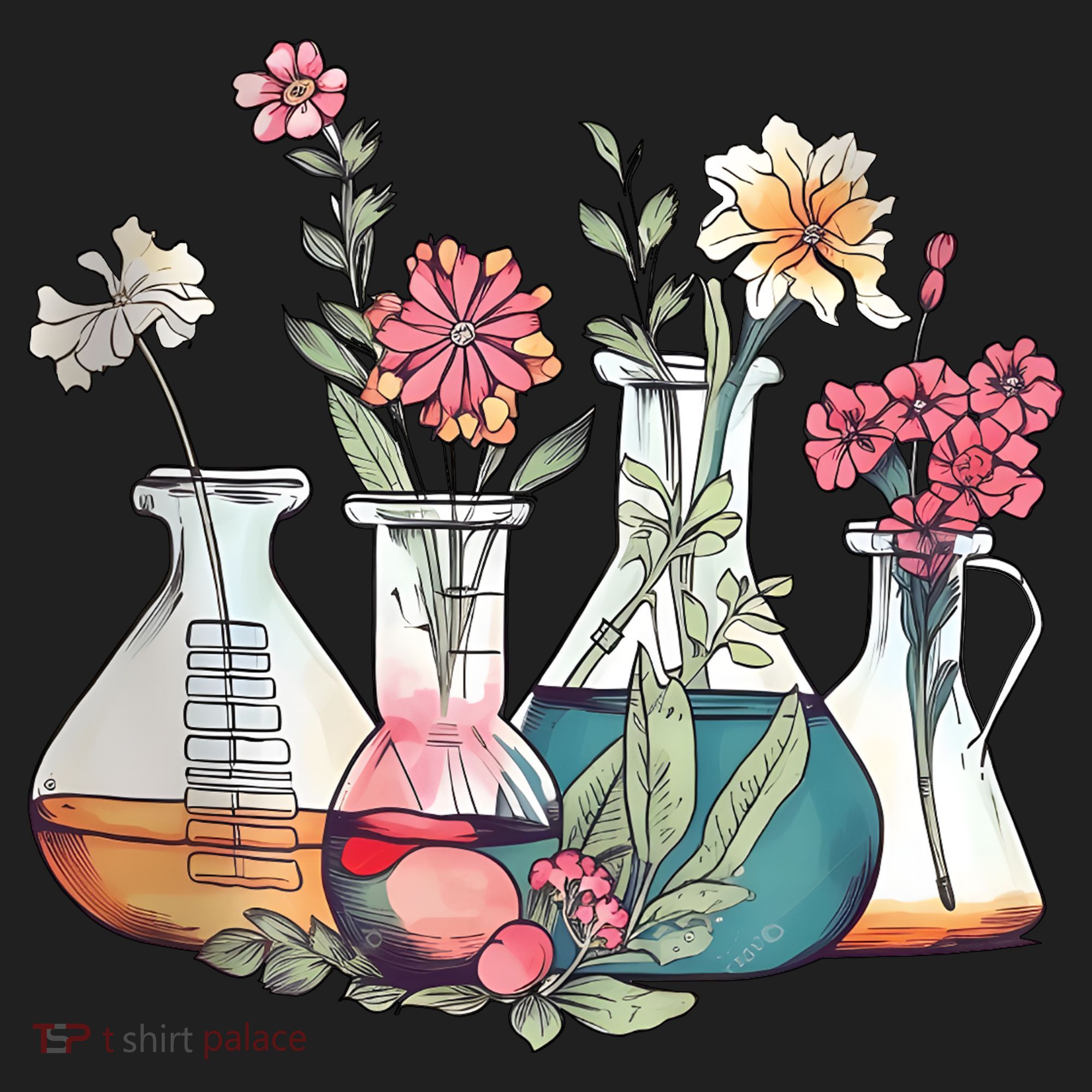 Laboratory Floral Beakers Chemistry Lab Scientist Beanie