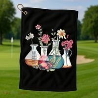 Laboratory Floral Beakers Chemistry Lab Scientist Golf Towel thumb 1