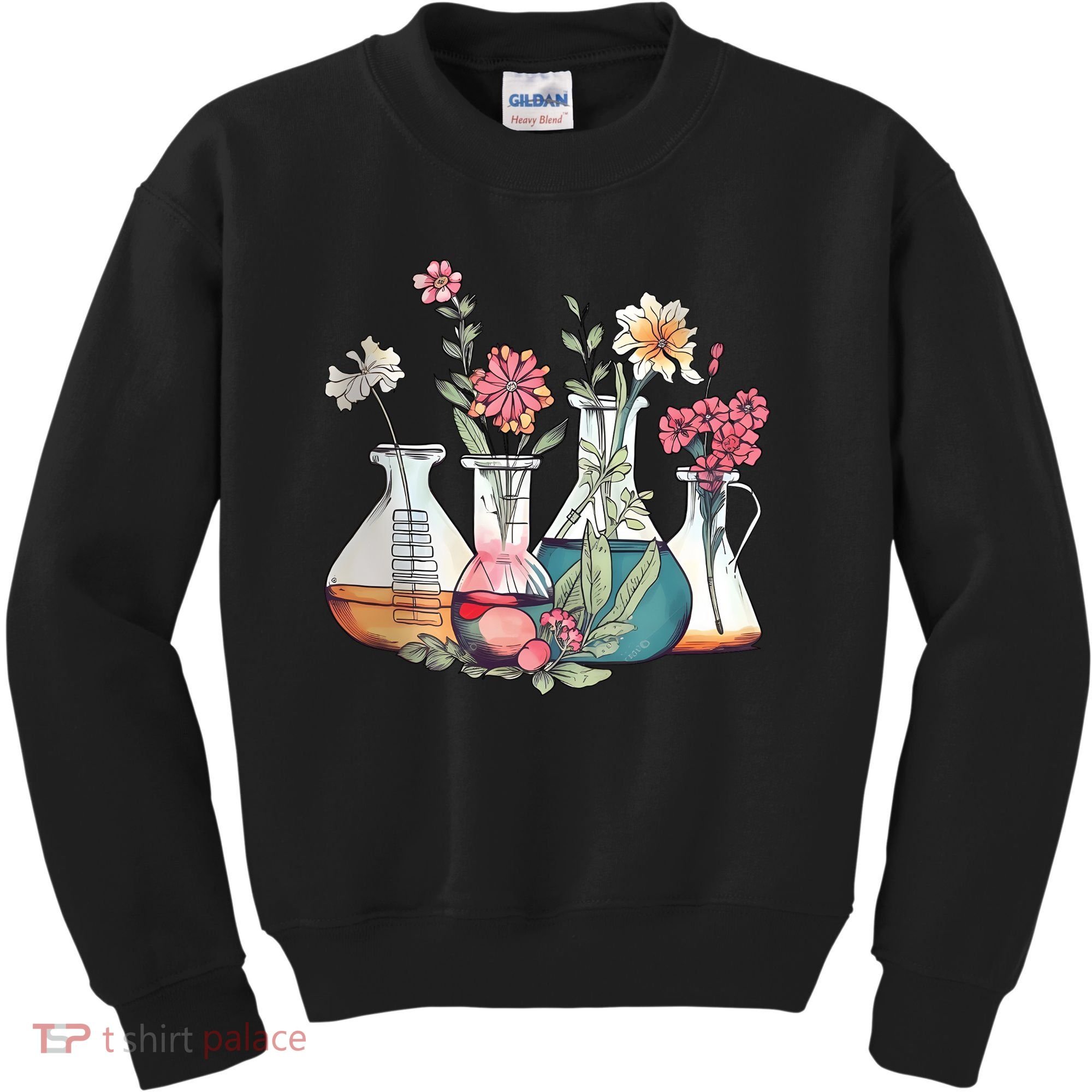 Laboratory Floral Beakers Chemistry Lab Scientist Kids Sweatshirt
