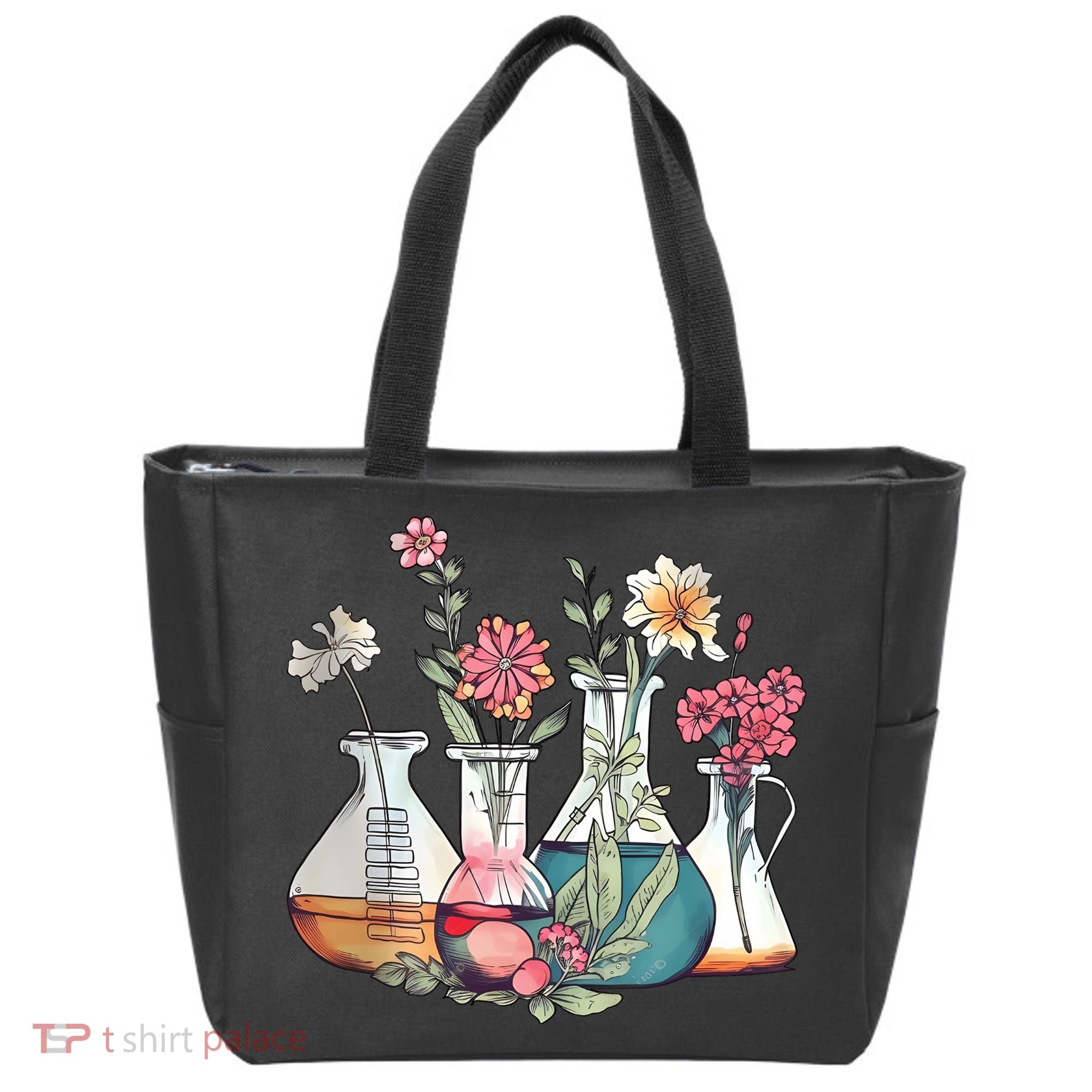 Laboratory Floral Beakers Chemistry Lab Scientist Tote Bag