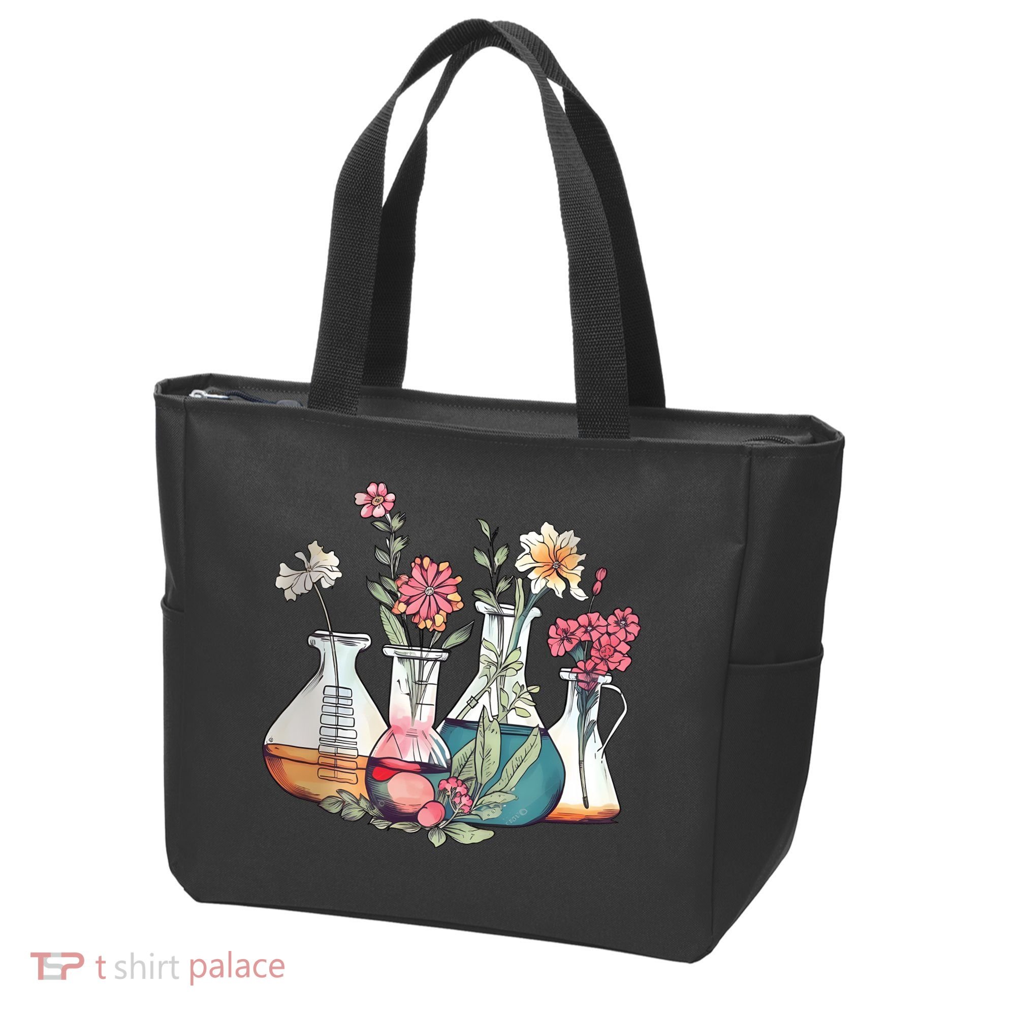 Laboratory Floral Beakers Chemistry Lab Scientist Tote Bag
