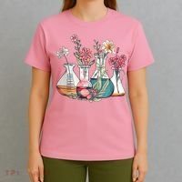 Laboratory Floral Beakers Chemistry Lab Scientist T-Shirt thumb 4
