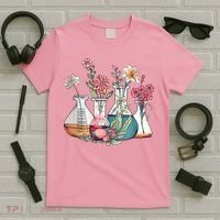 Laboratory Floral Beakers Chemistry Lab Scientist T-Shirt thumb 5