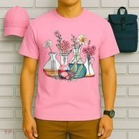 Laboratory Floral Beakers Chemistry Lab Scientist T-Shirt thumb 6