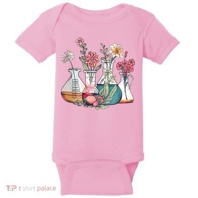 Laboratory Floral Beakers Chemistry Lab Scientist Baby Bodysuit