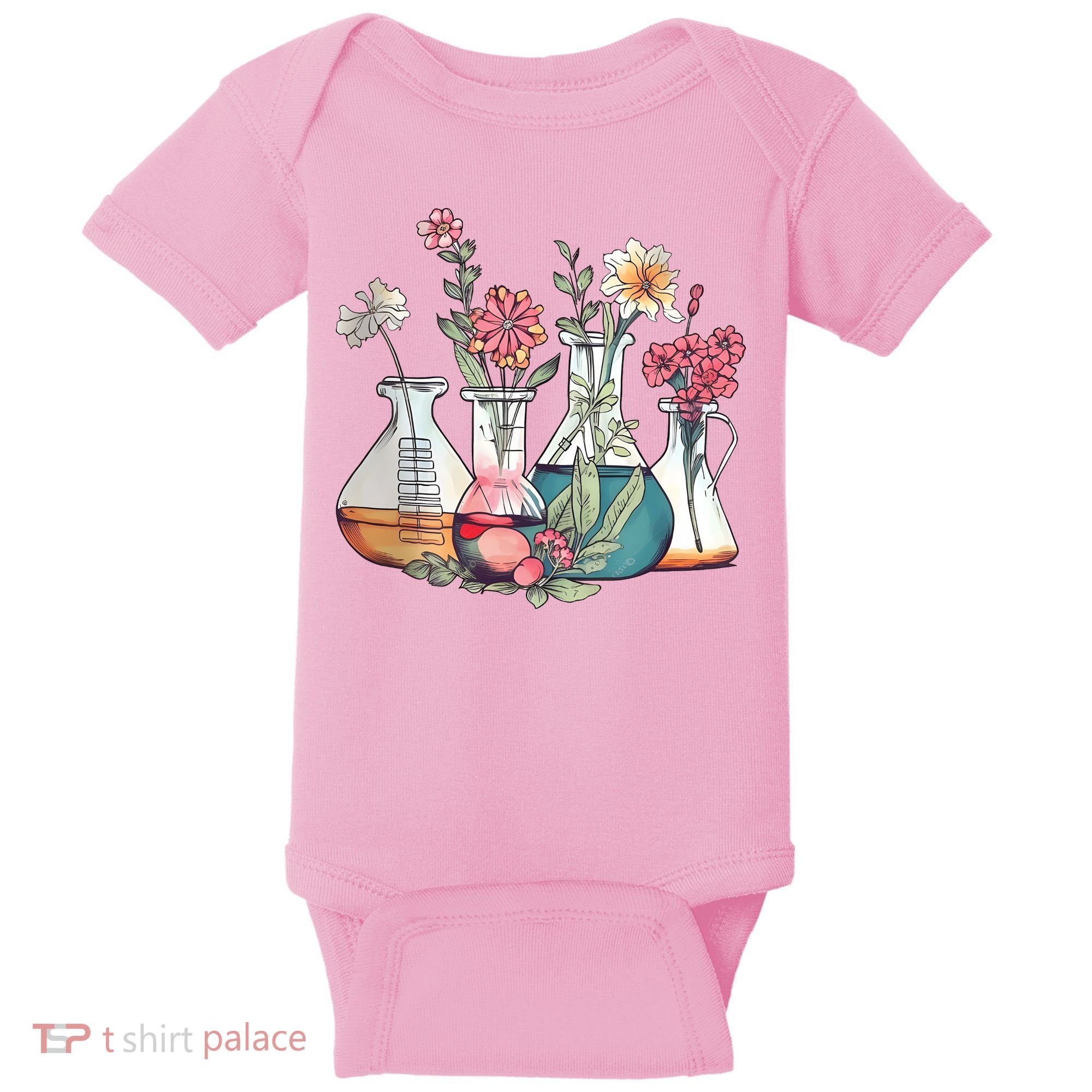 Laboratory Floral Beakers Chemistry Lab Scientist Baby Bodysuit