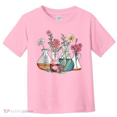 Laboratory Floral Beakers Chemistry Lab Scientist Toddler T-Shirt